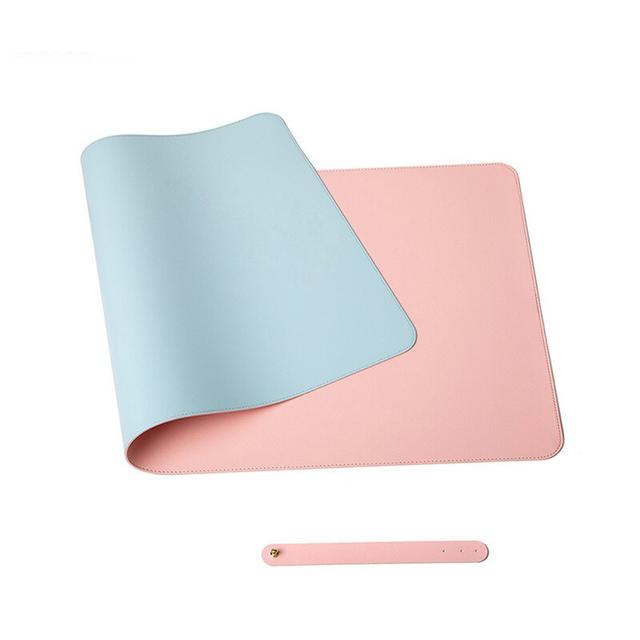 O Ozone Double-Sided Universal Desk Mat, Desktop & Keyboard Mat, Large Mouse Pad PU Leather Waterproof Mat for Office Laptops, Home Table Protector [80x40cm] - Light Blue, Pink - Light Blue, Pink - SW1hZ2U6MTI2ODIw
