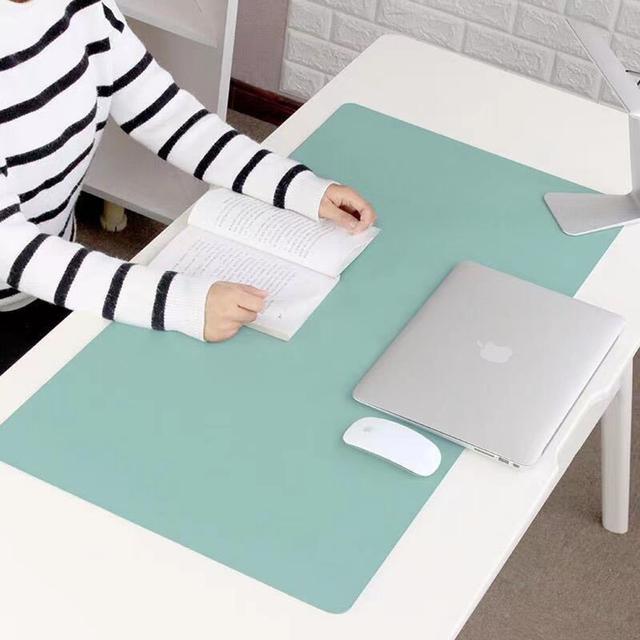 O Ozone Double-Sided Universal Desk Mat, Desktop & Keyboard Mat, Large Mouse Pad PU Leather Waterproof Mat for Office Laptops, Home Table Protector [80x40cm] - Light Blue, Pink - Light Blue, Pink - SW1hZ2U6MTI2ODI0