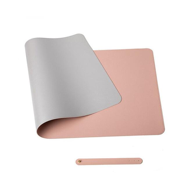 O Ozone Double-Sided Universal Desk Mat, Desktop & Keyboard Mat, Large Mouse Pad PU Leather Waterproof Mat for Office Laptops, Home Table Protector [80x40cm] - Silver, Pink - Silver, Pink - SW1hZ2U6MTI2ODQy