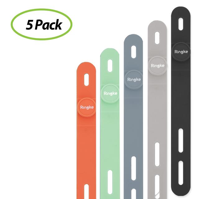 Ringke Cable Tie Silicone Colorful Reusable Holder Strap Organizer Management for Fastening Cable Cords and Wires [ Pack Of 5 Assorted Colors ] - Multicolor - SW1hZ2U6MTI3Njgz
