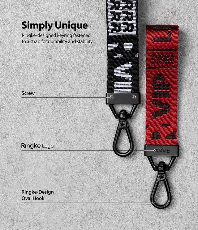 Ringke Key Ring Strap Compatible for Buds Case with Lanyard Hole, Keys, Cameras & ID QuikCatch Lanyard Adjustable String [Compatible with Airpods Case / Phone Case / Earbuds] - Ticket Band 2 Red - Multicolor - SW1hZ2U6MTMwNDUw
