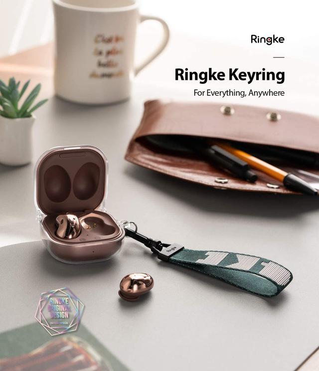 Ringke Key Ring Strap Compatible For Buds Case w/ Lanyard Hole, Keys, Cameras & ID QuikCatch Lanyard Adjustable String [Compatible with Airpods Case / Phone Case / Earbuds] - Lettering Peacock Green - Multicolor - SW1hZ2U6MTMwMTc0