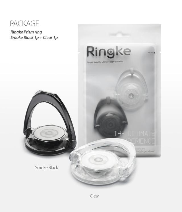 خاتم حامل للموبايل ( أسود ، شفاف ) Ringke Prism Finger Ring Phone Holder - SW1hZ2U6MTMwMTgx
