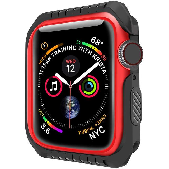 O Ozone Rugged Armor Design Case Compatible with Apple Watch 40mm Series 6 / Series 5 / Series 4 / Watch SE Shell Cover Shock-Proof Full Protective Hard Silicone Rubber Cover - Black, Red - Black, Red - SW1hZ2U6MTI1Mzg4