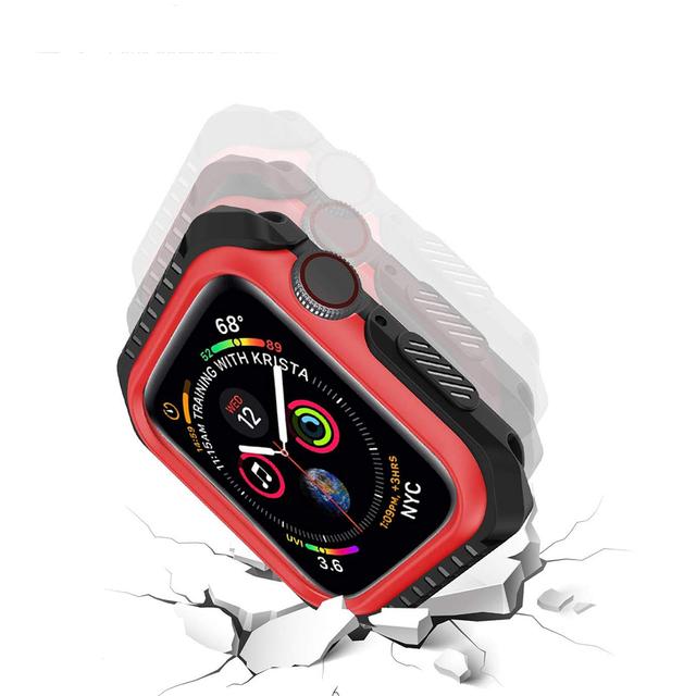 O Ozone Rugged Armor Design Case Compatible with Apple Watch 40mm Series 6 / Series 5 / Series 4 / Watch SE Shell Cover Shock-Proof Full Protective Hard Silicone Rubber Cover - Black, Red - Black, Red - SW1hZ2U6MTI1Mzkw