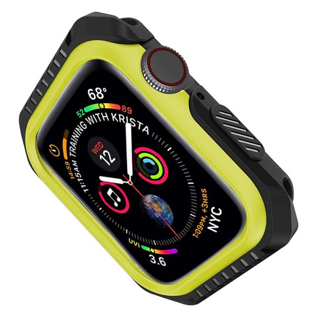 O Ozone Rugged Armor Design Case Compatible with Apple Watch 40mm Series 6 / Series 5 / Series 4 / Watch SE Shell Cover Shock-Proof Full Protective Hard Silicone Rubber Cover - Black, Yellow - Black, Yellow - SW1hZ2U6MTI0Mjg2