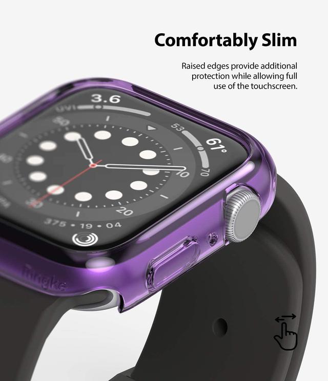 Ringke Slim Case Compatible with Apple Watch 40mm Series 6 / Series 5 / 4 / SE 40mm [2 Pack] PC Cover Durable Snap-On Installation Full Coverage Case - Clear, Purple - Clear, Purple - SW1hZ2U6MTI4MzUw