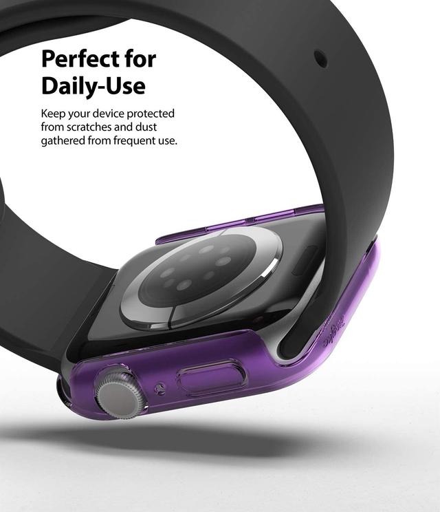 Ringke Slim Case Compatible with Apple Watch 40mm Series 6 / Series 5 / 4 / SE 40mm [2 Pack] PC Cover Durable Snap-On Installation Full Coverage Case - Clear, Purple - Clear, Purple - SW1hZ2U6MTI4MzUy