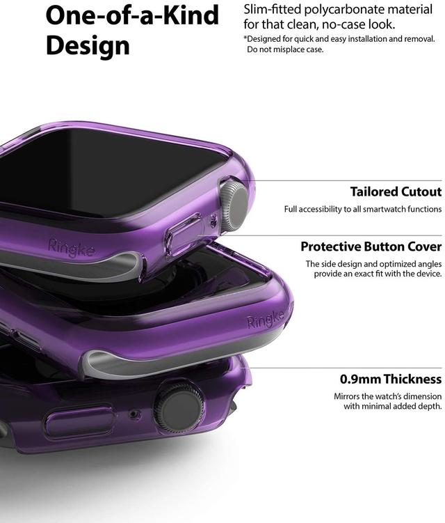 كفر ساعة رقيق Ringke Slim Case Compatible with Apple Watch 40mm Series 6 / 5 / 4 / SE 40mm [2 Pack] PC Cover  Purple - Clear - SW1hZ2U6MTI4MzU0