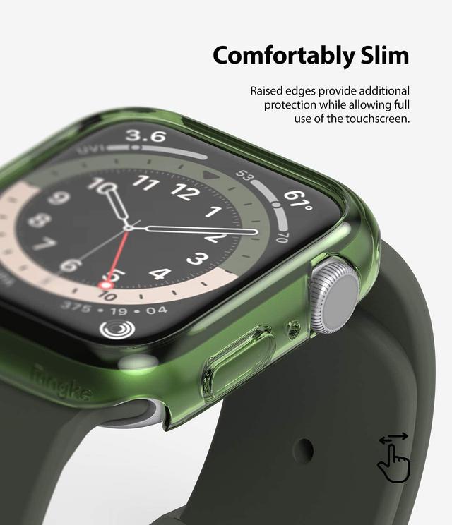 Ringke Slim Case Compatible with Apple Watch 40mm Series 6 / Series 5 / 4 / SE 40mm [2 Pack] PC Cover Durable Snap-On Installation Full Coverage Case - Clear, Olive Green - Clear, Olive Green - SW1hZ2U6MTI4Mzg2