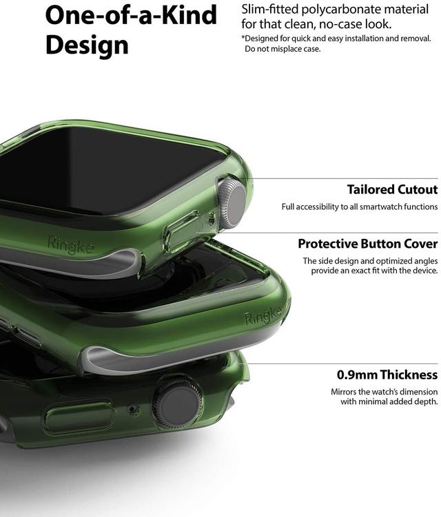 هيكل ساعة رقيق Ringke Slim Case Compatible with Apple Watch  Series 6 / 5 / 4 / SE 40mm [2 Pack] PC Cover Olive Green - Clear, - SW1hZ2U6MTI4Mzkw