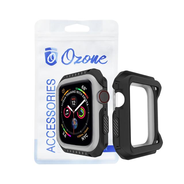 O Ozone Rugged Armor Design Case Compatible with Apple Watch 44mm Series 6 / Series 5 / Series 4 / Watch SE Shell Cover Shock-Proof Full Protective Hard Silicone Rubber Cover - Black, Grey - Black, Grey - SW1hZ2U6MTI0ODE1