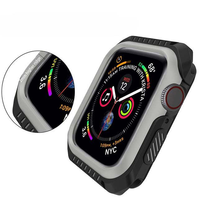O Ozone Rugged Armor Design Case Compatible with Apple Watch 44mm Series 6 / Series 5 / Series 4 / Watch SE Shell Cover Shock-Proof Full Protective Hard Silicone Rubber Cover - Black, Grey - Black, Grey - SW1hZ2U6MTI0ODE5