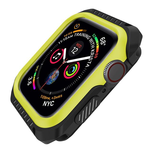 O Ozone Rugged Armor Design Case Compatible with Apple Watch 44mm Series 6 / Series 5 / Series 4 / Watch SE Shell Cover Shock-Proof Full Protective Hard Silicone Rubber Cover - Black, Yellow - Black, Yellow - SW1hZ2U6MTI1ODY0
