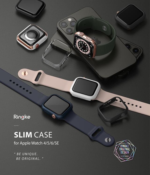 Ringke Slim Case Compatible with Apple Watch 44mm Series 6 / Series 5 / 4 / SE 44mm [2 Pack] PC Cover Durable Snap-On Installation Full Coverage Case - Clear, Blue - Clear, Blue - SW1hZ2U6MTMwODEw