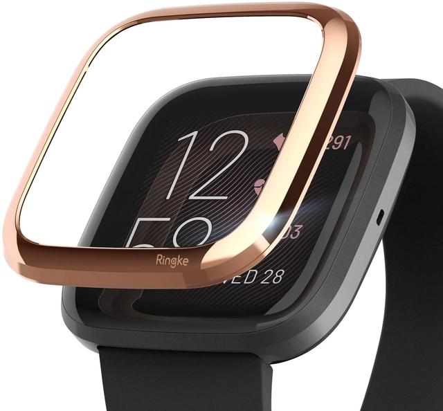 Ringke Bezel Styling Case For Fitbit Versa 2 Full Stainless Steel Metal Frame Protector Compatible Cover For Fitbit Versa 2 - Rose Gold Glossy - Rose Gold - SW1hZ2U6MTI5NTM2