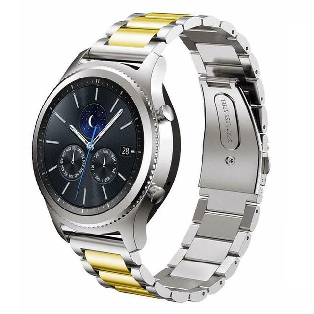 O Ozone Stainless Steel Strap Compatible with Galaxy Watch 3 41mm / Active 2 / Galaxy Watch 42mm / Huawei Watch GT 2 42mm Replacement Wristband Adjustable Metal Strap - Silver with Gold - Silver with Gold - SW1hZ2U6MTIzNzU0