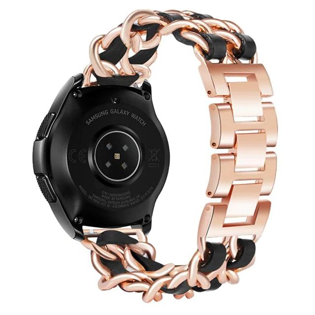 O Ozone Unique Steel with Leather Strap Compatible with Galaxy Watch 3 41mm / Active 2 / Galaxy Watch 42mm / Huawei Watch GT 2 42mm Replacement Band Wrist Strap - Rose Gold with Black - Rose Gold with Black - SW1hZ2U6MTI1MDYy