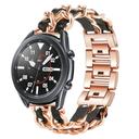 O Ozone Unique Steel with Leather Strap Compatible with Galaxy Watch 3 41mm / Active 2 / Galaxy Watch 42mm / Huawei Watch GT 2 42mm Replacement Band Wrist Strap - Rose Gold with Black - Rose Gold with Black - SW1hZ2U6MTI1MDY0