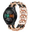 O Ozone Unique Steel with Leather Strap Compatible with Galaxy Watch 3 41mm / Active 2 / Galaxy Watch 42mm / Huawei Watch GT 2 42mm Replacement Band Wrist Strap - Rose Gold with Black - Rose Gold with Black - SW1hZ2U6MTI1MDY4