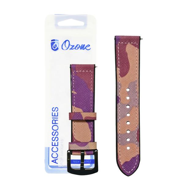 O Ozone Leather Strap Compatible with Galaxy Watch 3 45mm / Galaxy Watch 46mm / Gear S3 Frontier / Classic / Huawei Watch GT 2 46mm Replacement Watch Band Quick Release Buckle Wristband - Camo Purple - Camo Purple - SW1hZ2U6MTI1ODcy