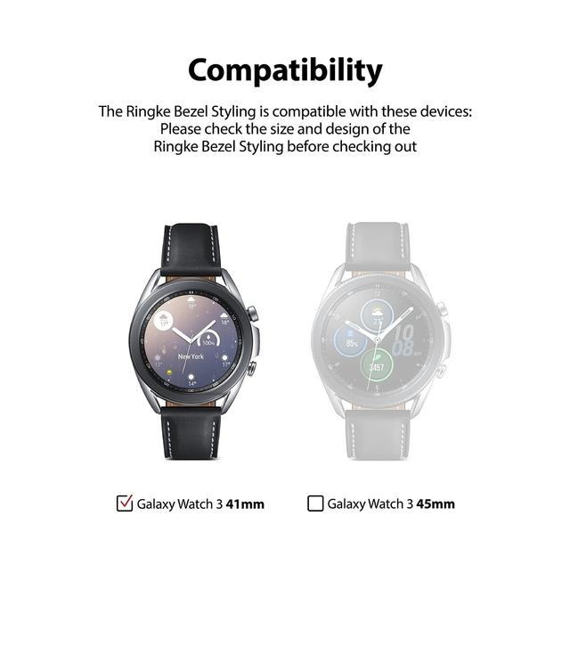 Ringke Bezel Styling for Galaxy Watch 3 41mm [ Stainless Steel ] Bezel Ring Adhesive Cover Scratch Protection for Galaxy Watch 3 [41mm] Accessory - Silver (41-05) - Silver - SW1hZ2U6MTI5OTc4