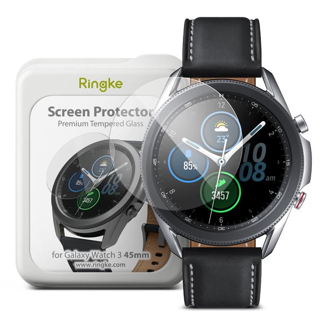 Ringke Invisible Defender Tempered Glass Screen Protector for Galaxy Watch 3 45mm [Pack of 4], 9H Hardness Bubble-Free [Designed for Galaxy Watch 3 Screen Protector 45mm] - Clear - SW1hZ2U6MTI4MDY4