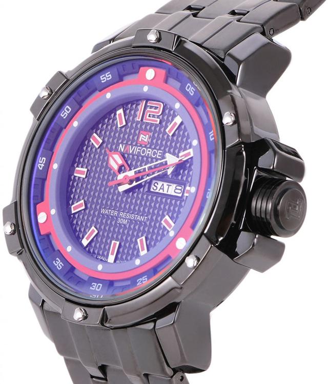 ساعة اليد الرجالية المقاومة للماء بحزام معدني 9073 Stainless Steel Waterproof Men Wrist Watch - Naviforce - SW1hZ2U6MTIxMjUz