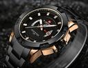 Naviforce 9085 Men's Military Stainless Steel Analog Quartz Watch with Calendar Display - Black, Gold - Black - SW1hZ2U6MTIxMjgx
