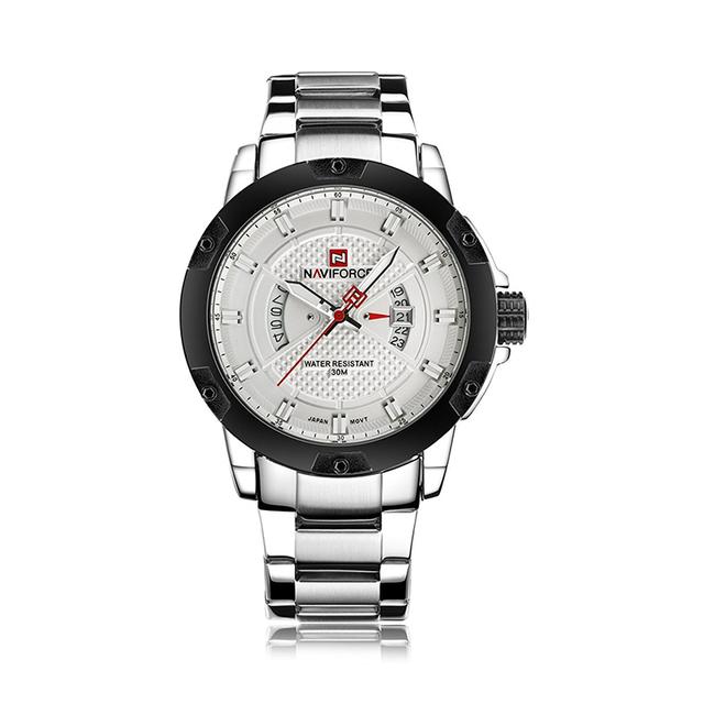 Naviforce 9085 Men's Military Stainless Steel Analog Quartz Watch with Calendar Display - White - White - SW1hZ2U6MTIxMjIw