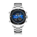 Naviforce 9088 Analog-Digital Sports Watch Leather Band Dual Movement WristWatch - Silver, Blue - Blue - SW1hZ2U6MTIxMzcw