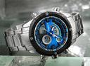 Naviforce 9088 Analog-Digital Sports Watch Leather Band Dual Movement WristWatch - Silver, Blue - Blue - SW1hZ2U6MTIxMzc0