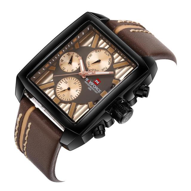 ساعة اليد الرجالية بحزام جلدي وأنالوج 9111 Analog Men's Leather Strap Watch - Naviforce - SW1hZ2U6MTIxMjYz