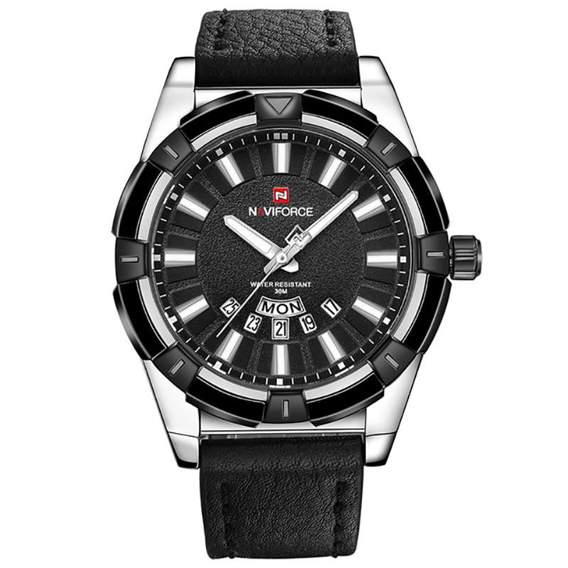 ساعة اليد الرجالية المضادة للماء 9118 Analog leather Men's Waterproof Sport Watch - Naviforce