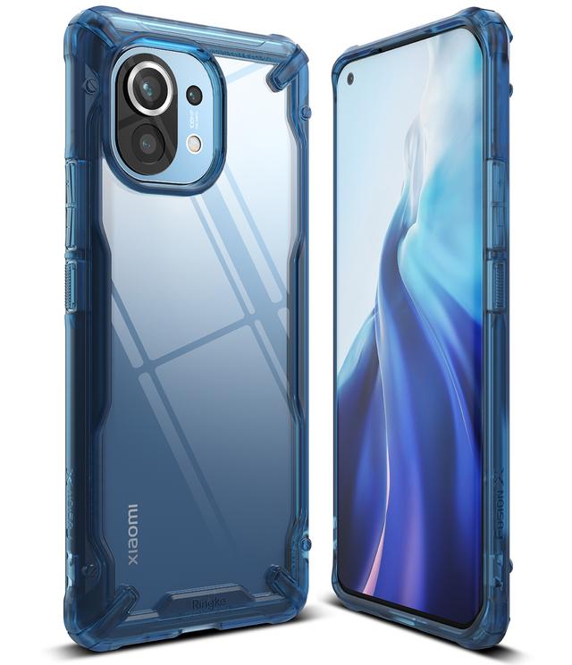 Ringke Case Compatible with Xiaomi Mi 11 Hard Fusion-X Ergonomic Transparent Shock Absorption TPU Bumper [ Designed Case for Xiaomi Mi 11 ] - Space Blue - Space Blue - SW1hZ2U6MTI5MTc5