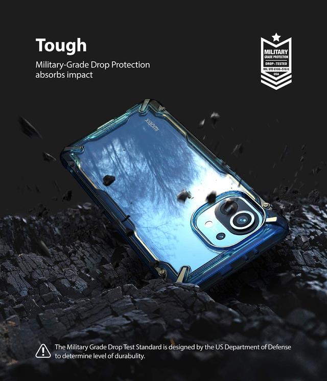 Ringke Case Compatible with Xiaomi Mi 11 Hard Fusion-X Ergonomic Transparent Shock Absorption TPU Bumper [ Designed Case for Xiaomi Mi 11 ] - Space Blue - Space Blue - SW1hZ2U6MTI5MTg1