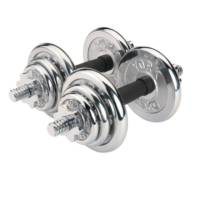 Marshal Fitness york fitness 20 kg chrome dumbbell set - SW1hZ2U6MTE5NTM5