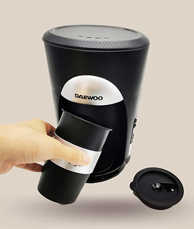ماكينة قهوة 500واط Daewoo Portable Coffee Machine Single Cup Coffee Maker for Drip Coffee and Espresso with Travel Mug Korean Technology DCM9010 - SW1hZ2U6MTY4MDQ0