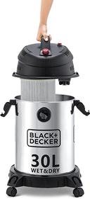 BLACK&amp;DECKER Black+Decker 1610W 30L Wet and Dry Stainless Steel Tank Drum Vacuum Cleaner Silver  WV1450 B5 2 Years Warranty - SW1hZ2U6MTY3NTI2