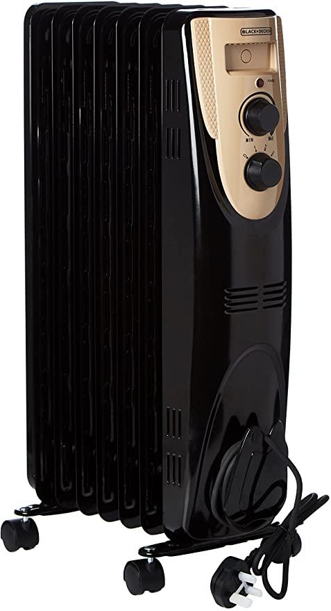 BLACK&amp;DECKER Black+Decker 1500W 7 Fin Oil Radiator Heater Black  OR070D B5 2 Years Warranty - SW1hZ2U6MTY3MTgx