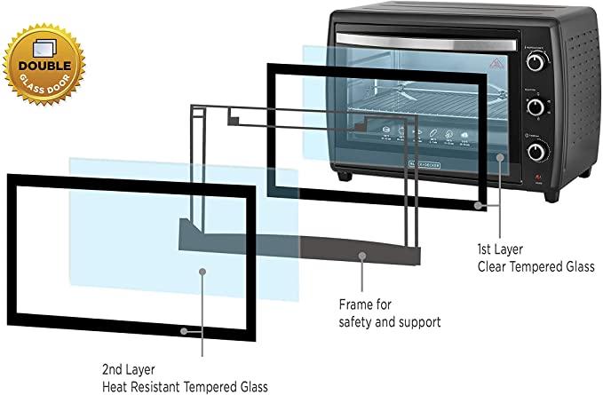 فرن كهربائي 70 لتر بلاك اند ديكر دبل جلاس 2200 واط Black+Decker Double Glass Multifunction Toaster Oven with Rotisserie - cG9zdDoxNjc0Mjg=