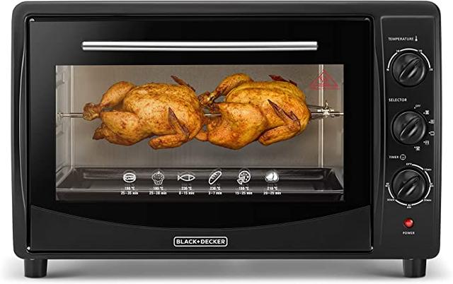 BLACK&amp;DECKER Black+Decker 45L Double Glass Multifunction Toaster Oven with Rotisserie for Toasting/ Baking/ Broiling Black  TRO45RDG B5 2 Years Warranty - SW1hZ2U6MTY3NDA0