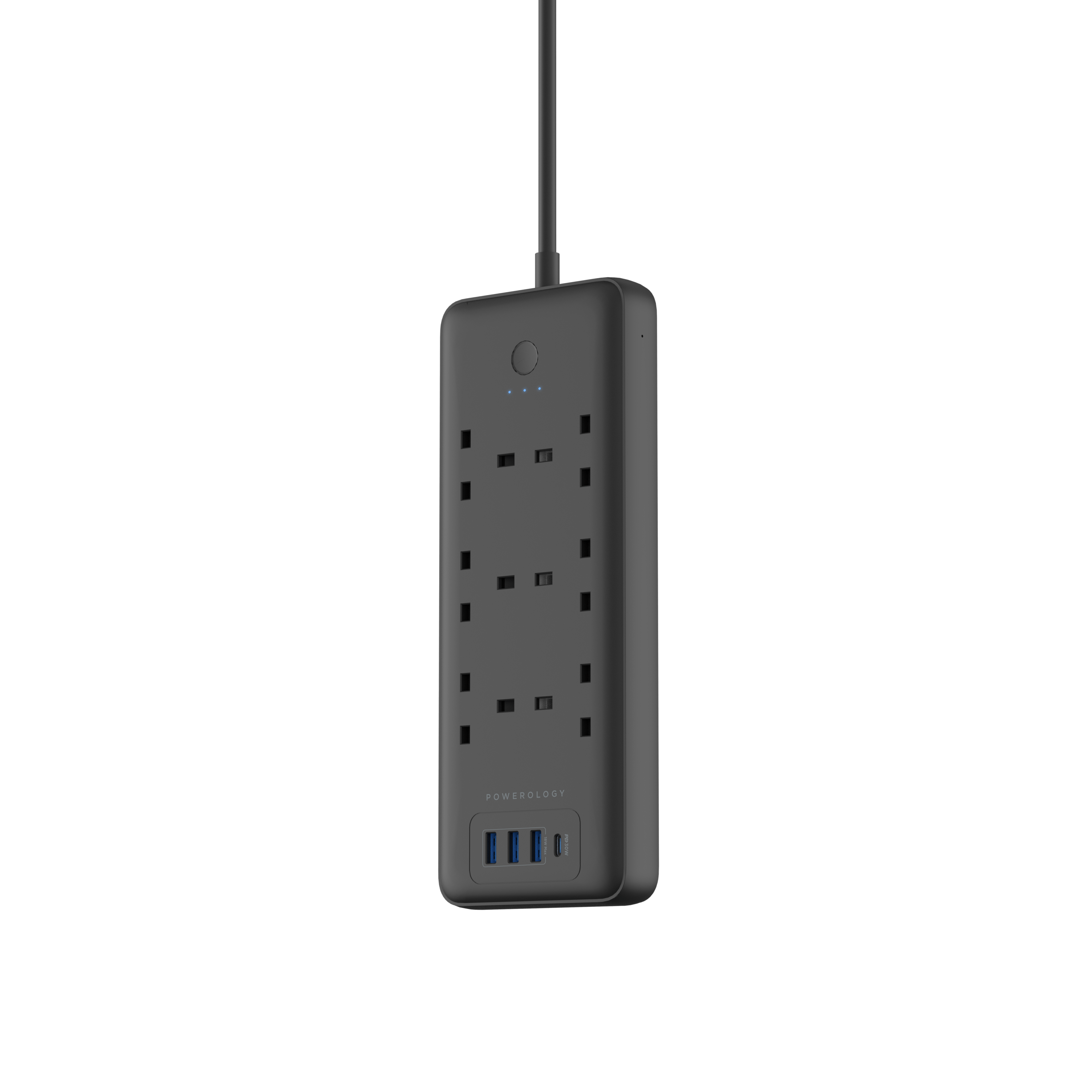 موزع كهرباء ذكي يمكن التحكم به عن بعد Powerology 6 AC 3 USB & USB-C PD 30W