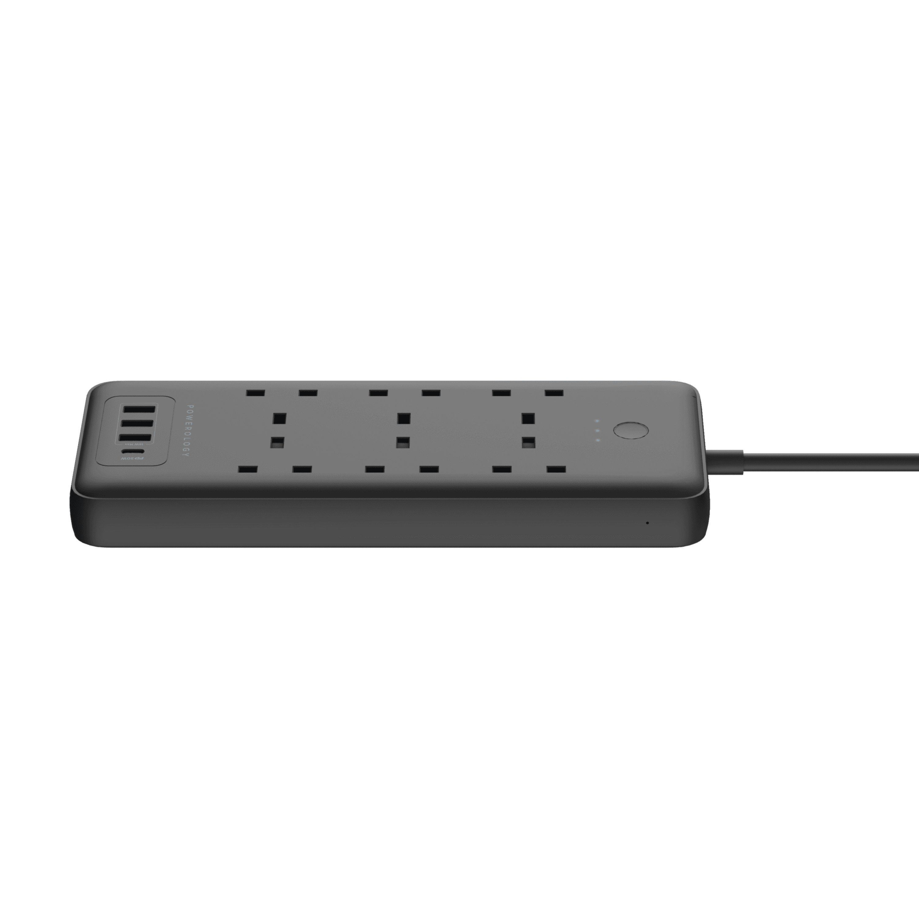 موزع كهرباء ذكي يمكن التحكم به عن بعد Powerology 6 AC 3 USB & USB-C PD 30W - cG9zdDozMjk2MTE=