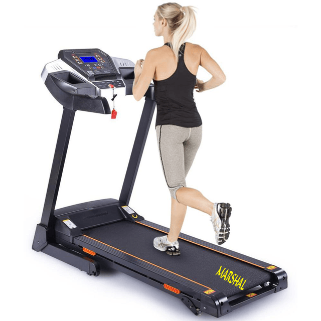 Marshal Fitness space saving folding exercise electric motorized one way running treadmill adjustment for home and gym - SW1hZ2U6MTYzMzEy