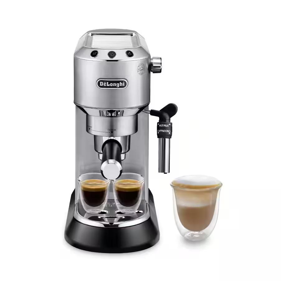 ماكينة قهوة ديلونجي ديديكا 1350 واط مع صانعة رغوة الحليب مدمجة De'Longhi Dedica Espresso Coffee Maker EC685.M