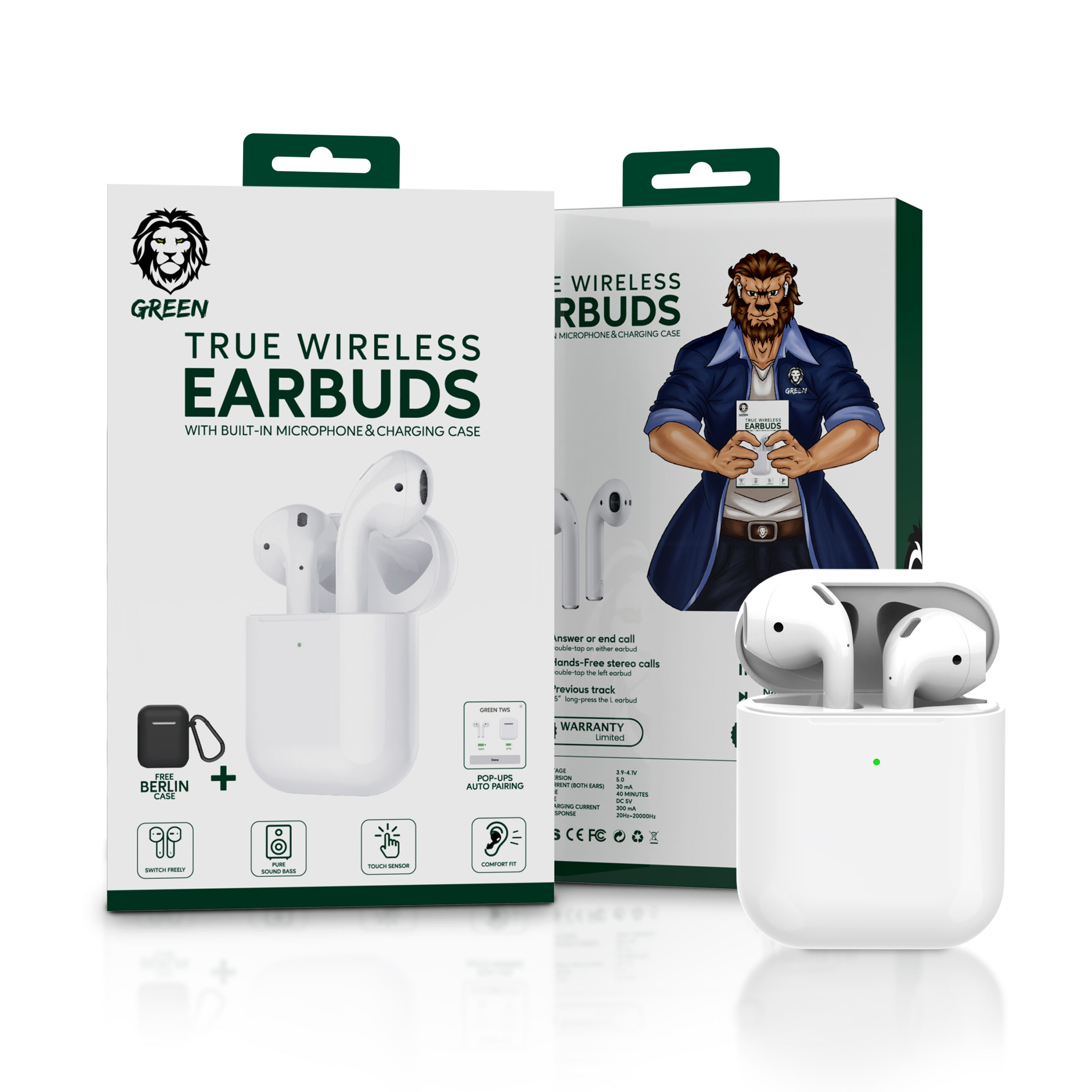 سماعات أذن لاسلكية من True Wireless Earbuds - Green