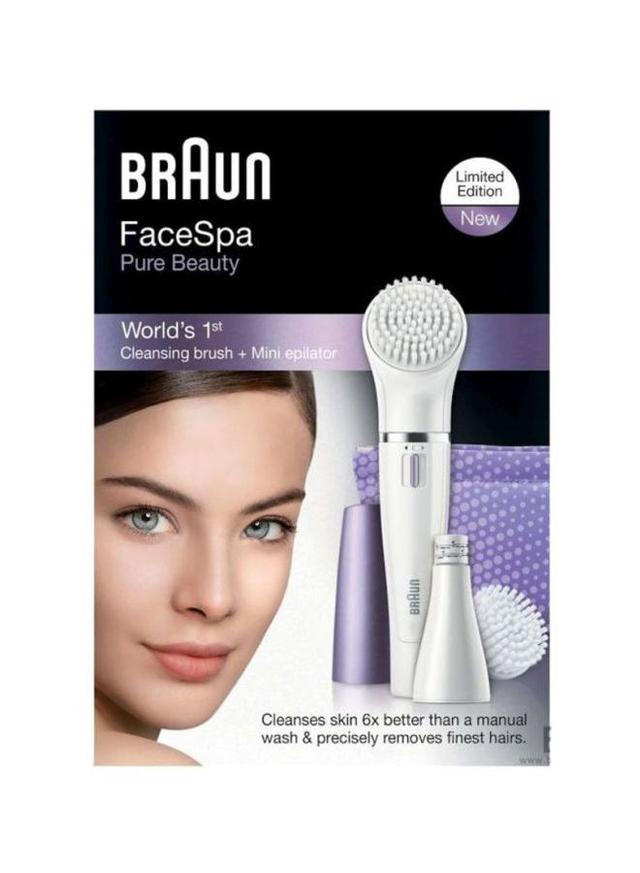 BRAUN 2 In 1 FaceSpa Cleansing Brush And Facial Epilator Set White/Purple 23x16x6centimeter - SW1hZ2U6MjUwMDUw