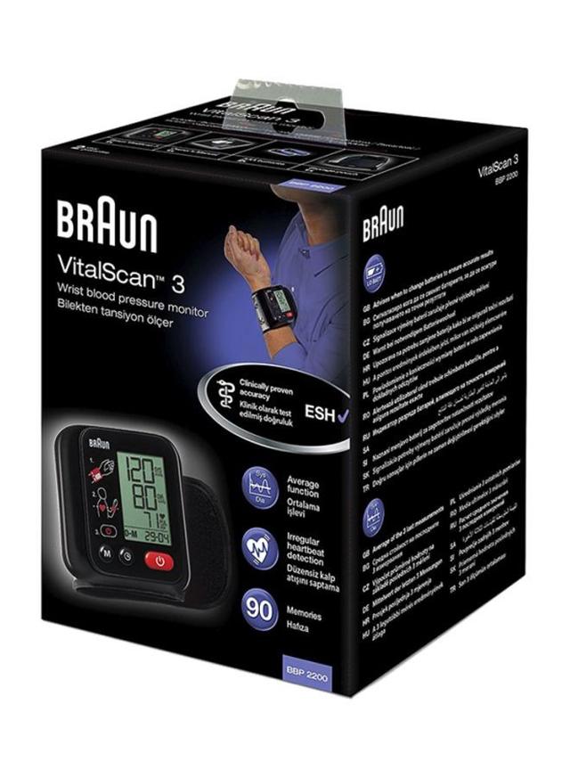 جهاز قياس الضغط ( جهاز ضغط الدم ) من الذراع - اسود BRAUN - Vital Scan Automatic Wrist Blood Pressure Monitor - SW1hZ2U6MjgzODM1