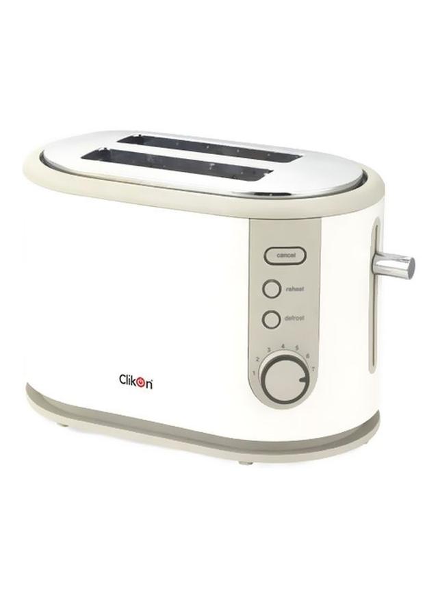 ClikOn Portable 2 Slice Bread Toaster 800W 800 W CK2408 White/Silver - SW1hZ2U6MjY1MjU1